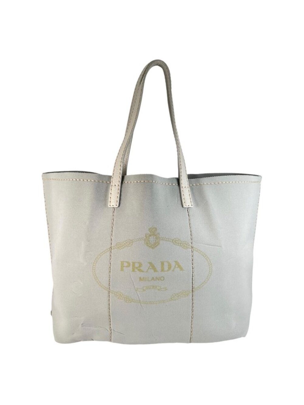 Prada Leather Gray Tote Bag